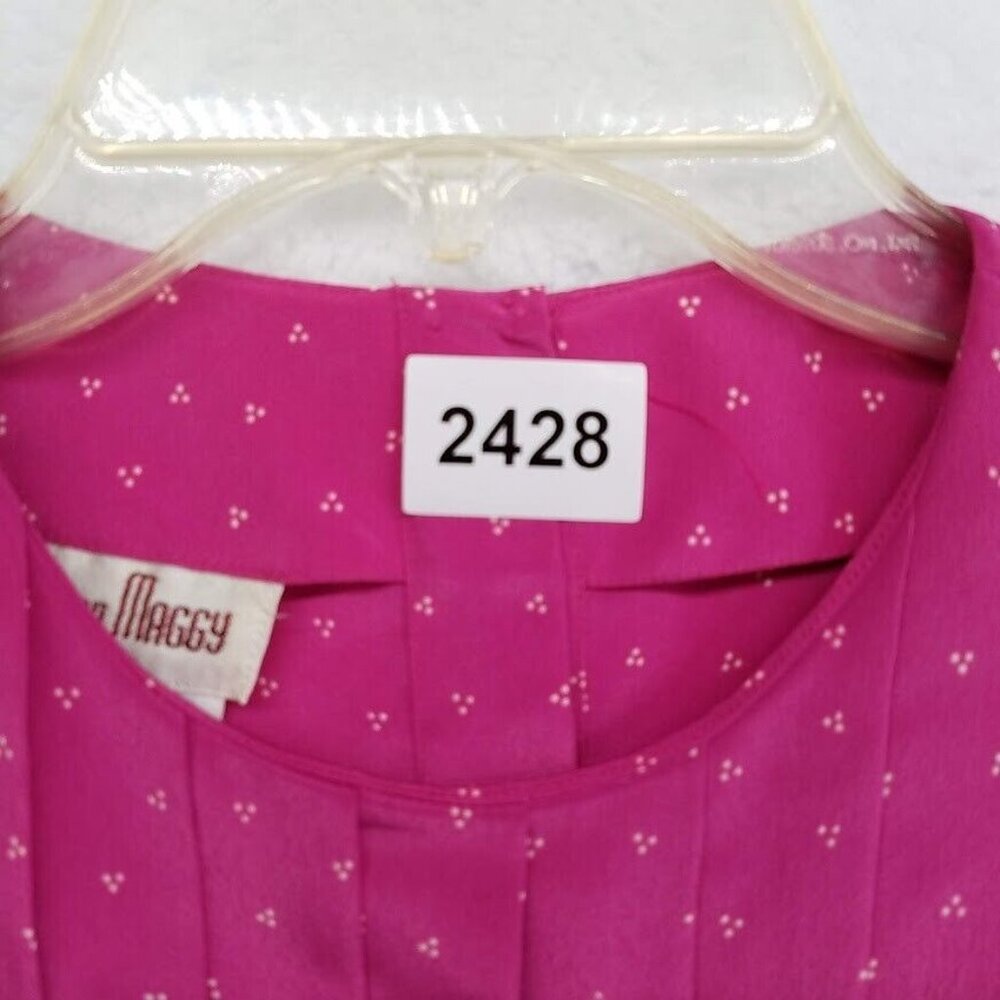 Petites For Maggy Secretary Dress Size 6 Puff Sleeve Pleated Top Vintage 80s - Picture 10 of 10